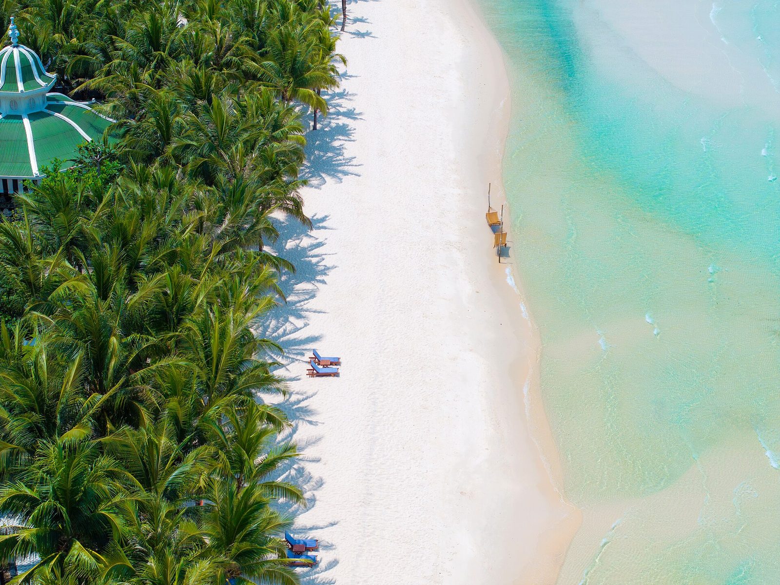 Aerial view of Bai Khem, the sheltered southern beach where New World Phu Quoc sits