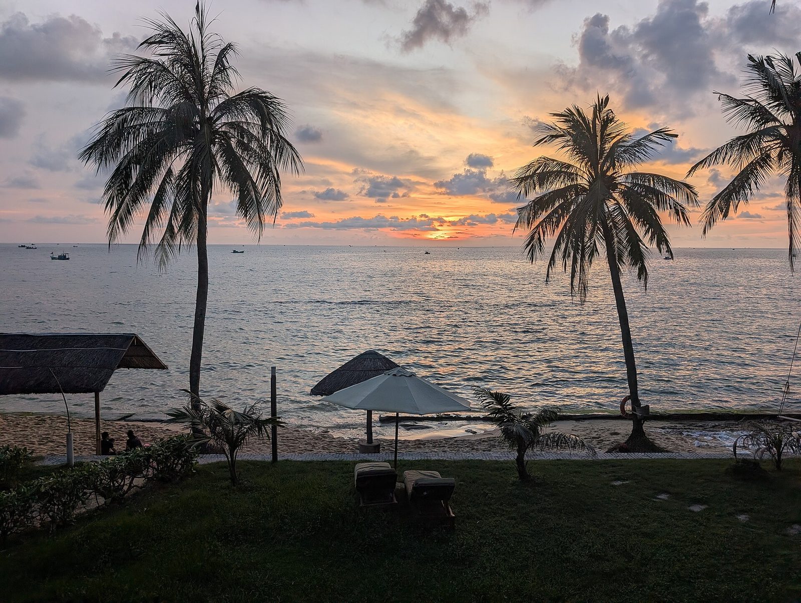 Sunset over the Gulf of Thailand from a Phu Quoc beach